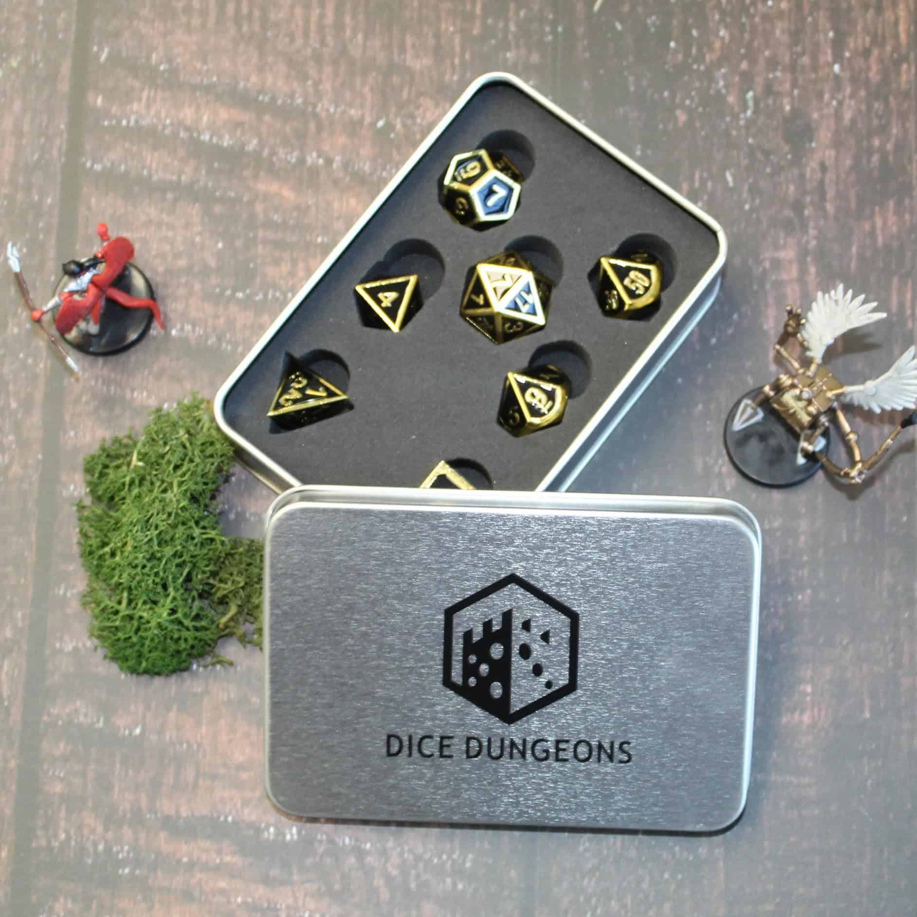 Conjunto de dados Imperial negro y dorado con caja de - Imagen 4