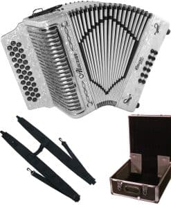 Paquete de Acordeón Alacran AL3112: Acordeón de -Blanco Perl