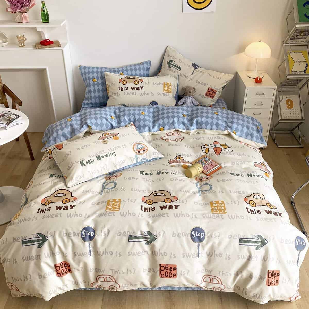 BlueBlue Juego de Funda Nórdica Twin 100% Algodón para