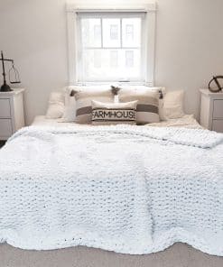 Manta de Punto Grueso ERLYEEN Hecha a -Blanco