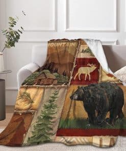 Manta de oso, alce y ciervo con diseño rústico estilo