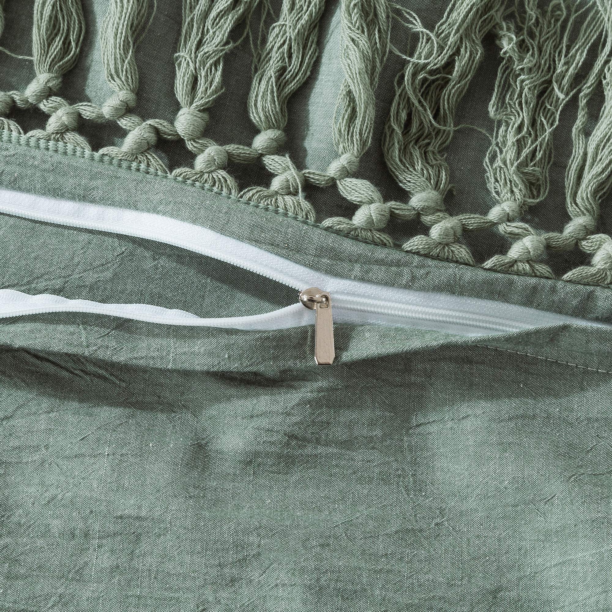 Juego de Ropa de Cama con Borlas de Algodón Lavado Vintage - Imagen 8