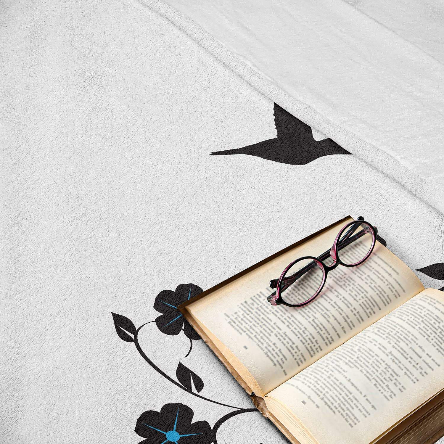 Manta de Lana Lunarable Hummingbirds, Arte Floral con - Imagen 6