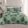Conjunto de Colcha de Hojas Tropicales Estampadas