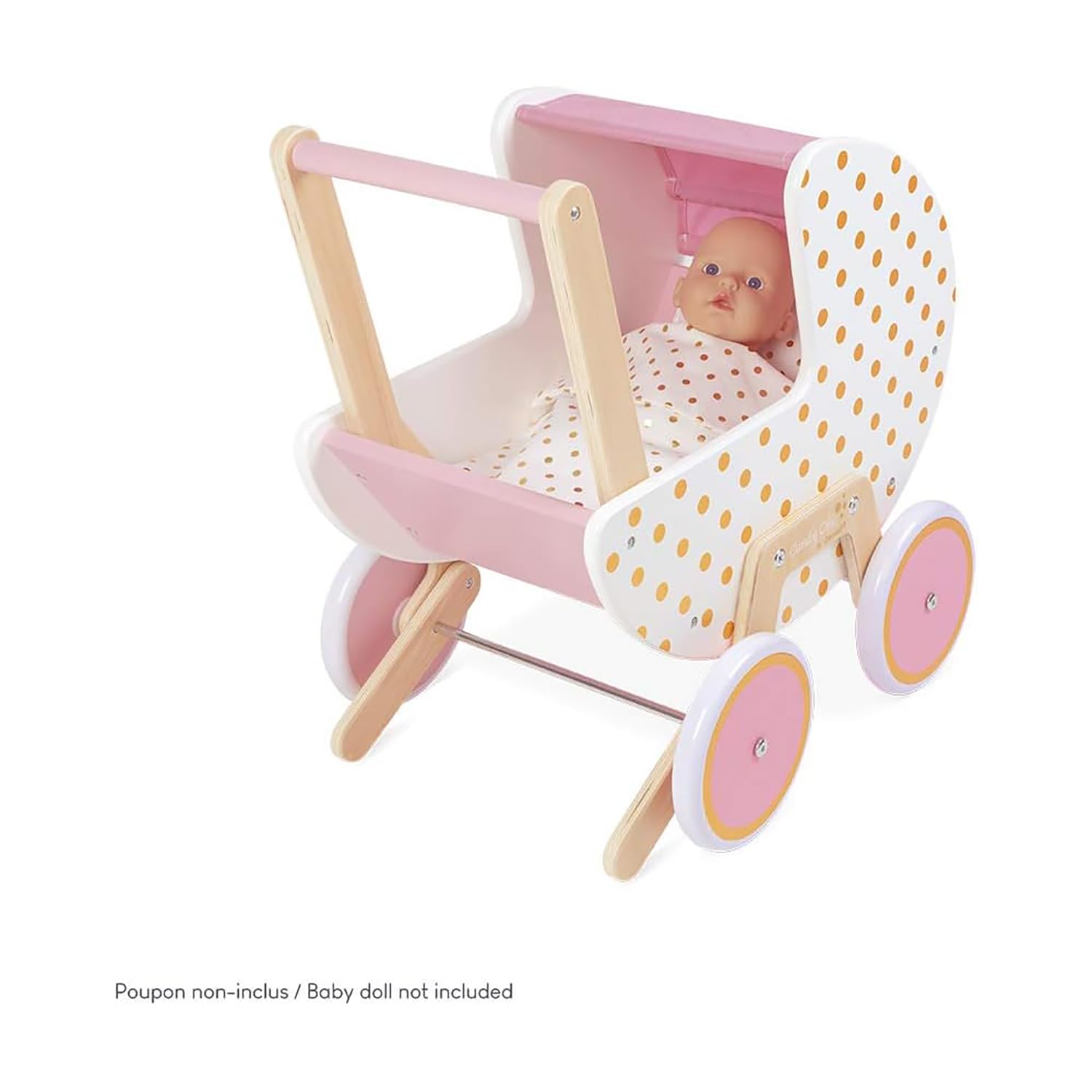Cochecito de Madera Candy Chic de Janod - con Almohada y - Imagen 5