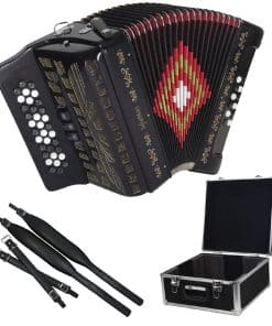 Acordeón SofiaMari NSM3412: 34 Botones, -Negro Brillante