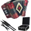 Acordeón SofiaMari NSM3412: 34 Botones, -Rojo Negro Rojo