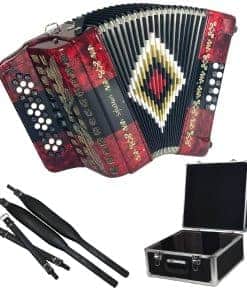 Acordeón SofiaMari NSM3412: 34 Botones, -Rojo Negro Rojo