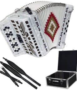 Acordeón SofiaMari NSM3412: 34 Botones, -Blanco Perla