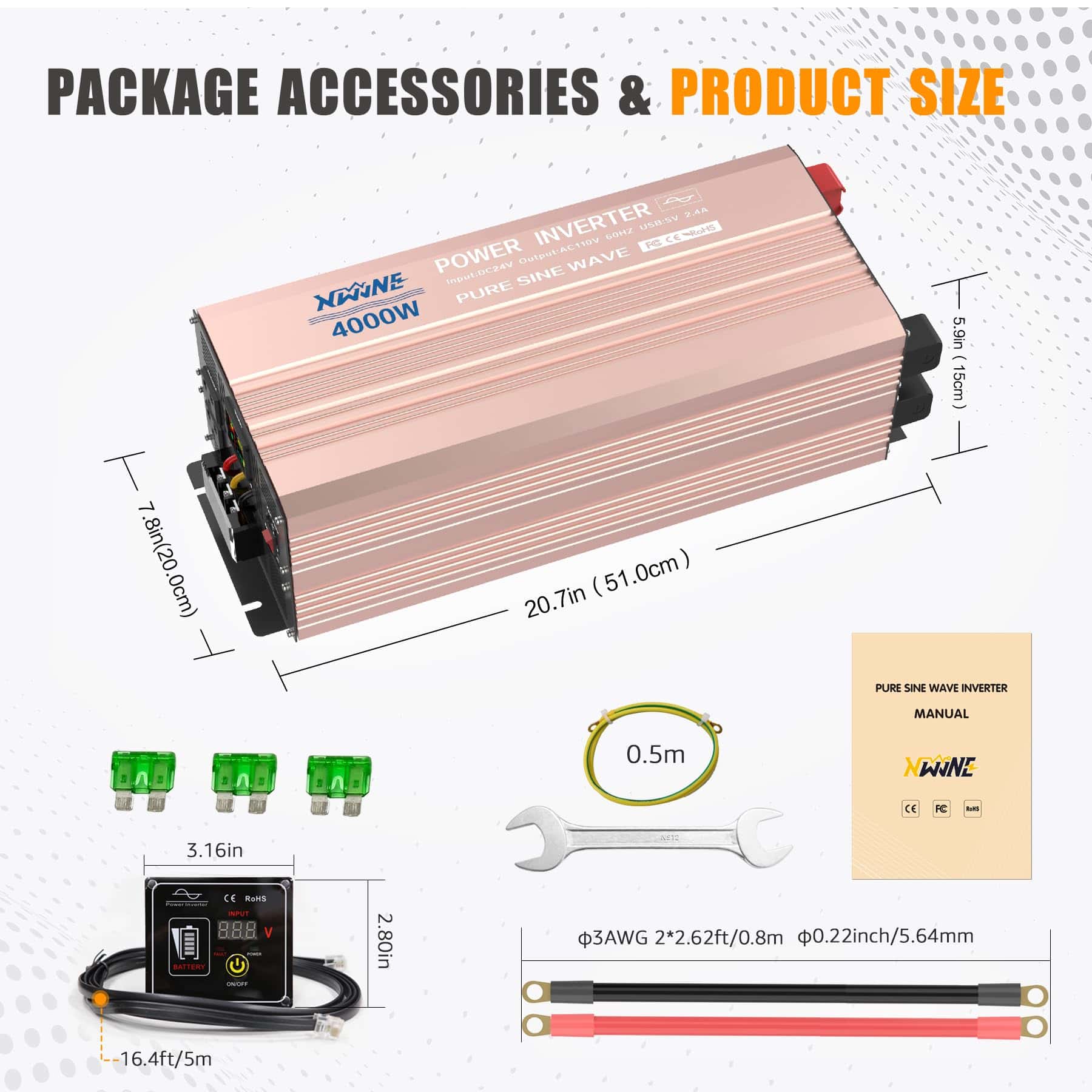 Inversor de Corriente XWJNE 4000 Vatios Onda Senoidal Pura - Imagen 10