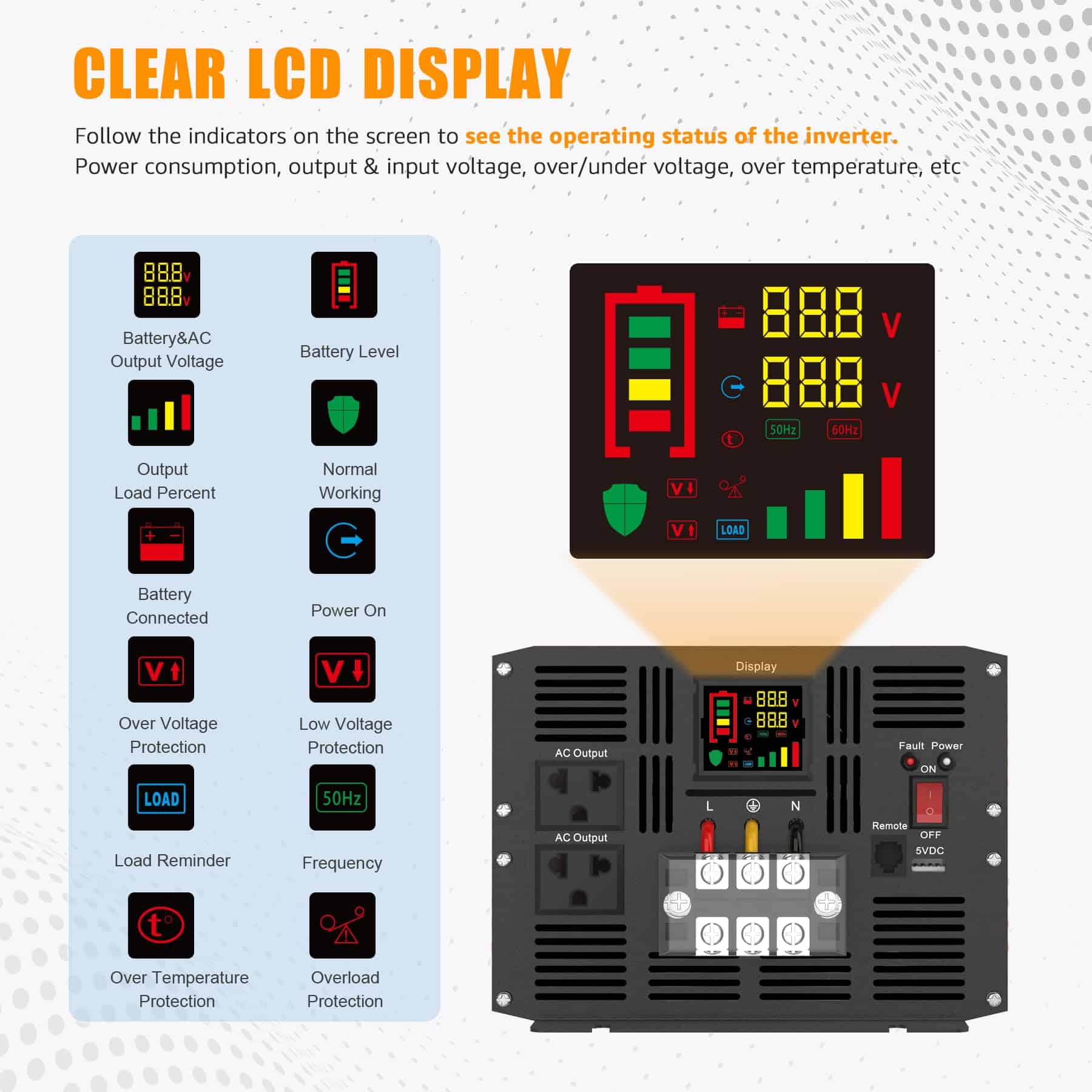 Inversor de Corriente XWJNE 4000 Vatios Onda Senoidal Pura - Imagen 7