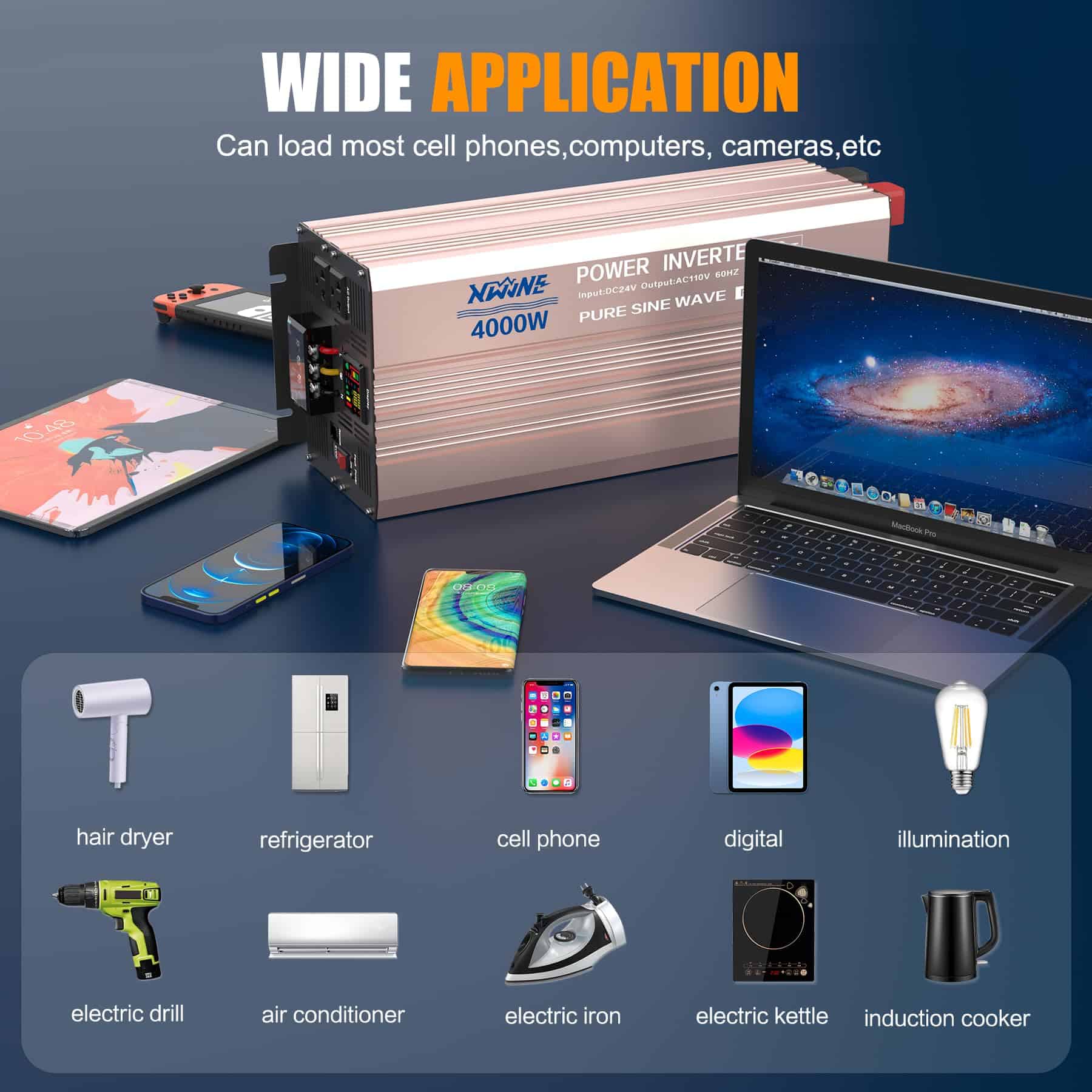 Inversor de Corriente XWJNE 4000 Vatios Onda Senoidal Pura - Imagen 3