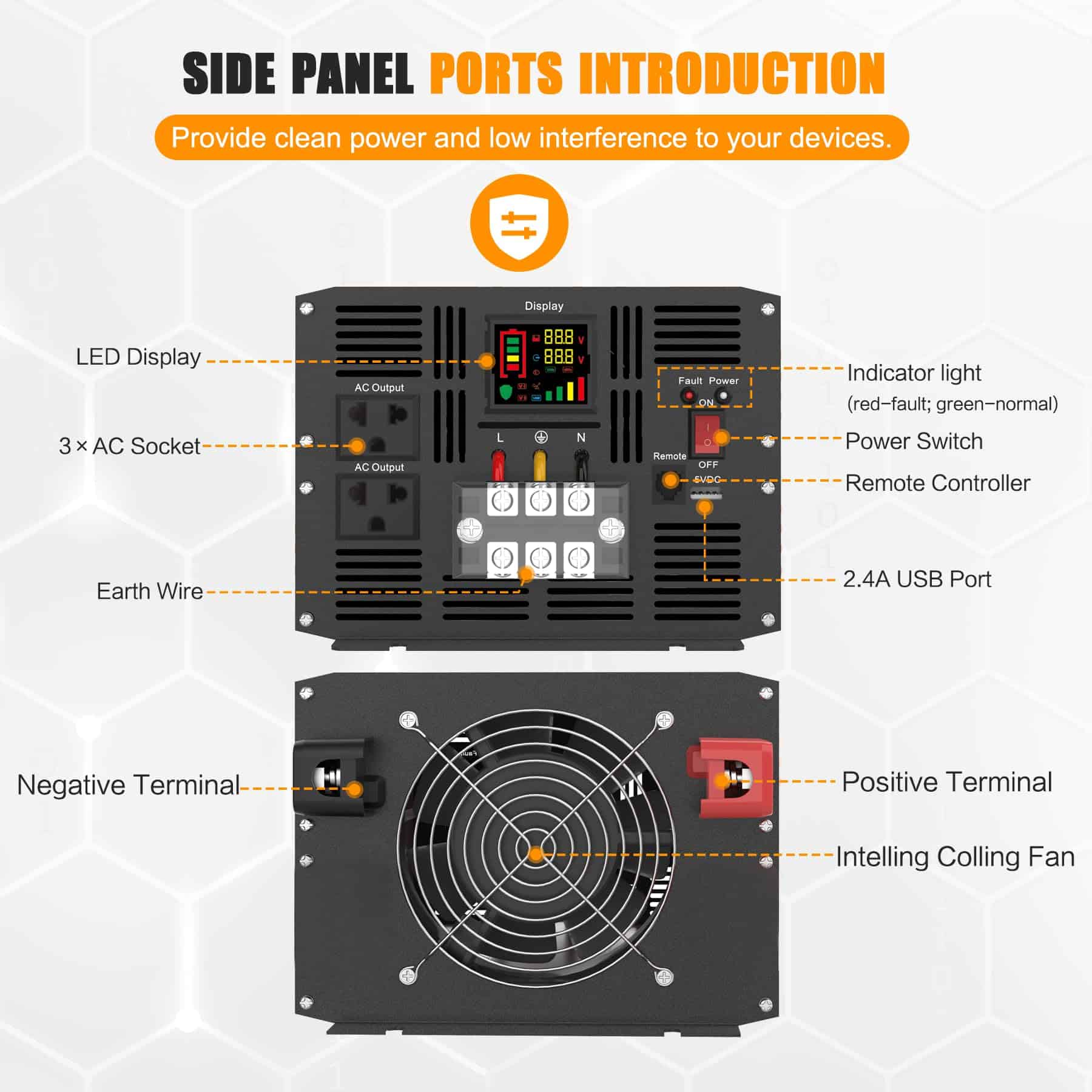 Inversor de Corriente XWJNE 4000 Vatios Onda Senoidal Pura - Imagen 8