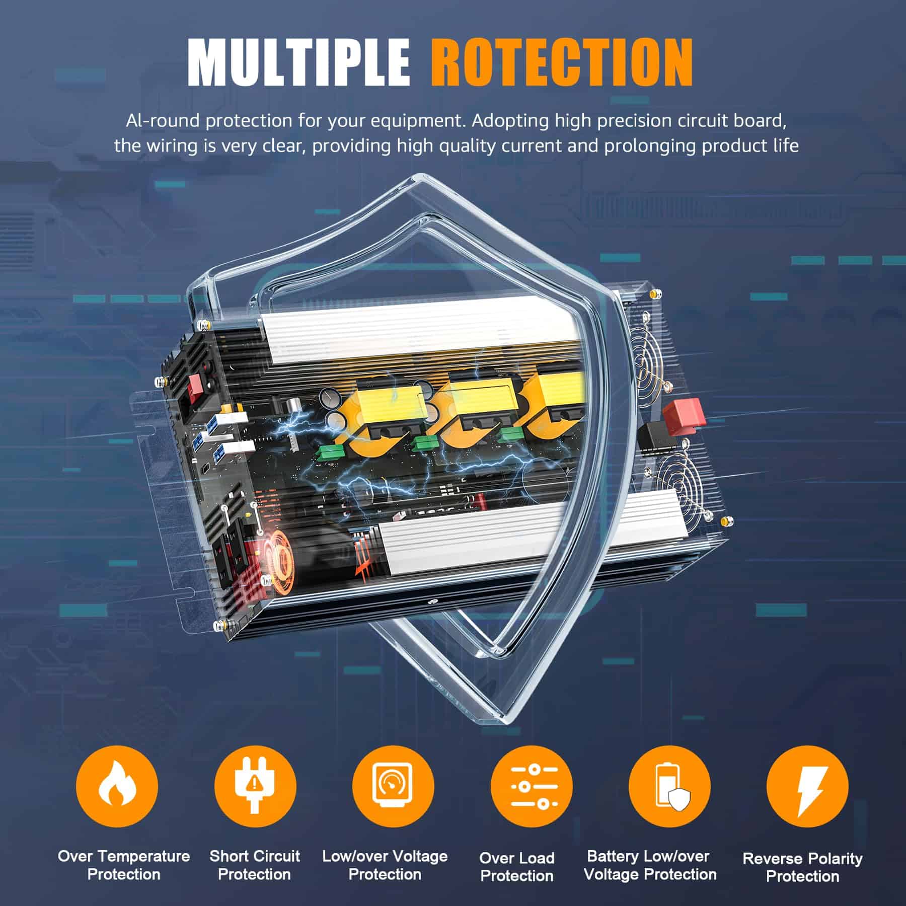 Inversor de Corriente XWJNE 4000 Vatios Onda Senoidal Pura - Imagen 6