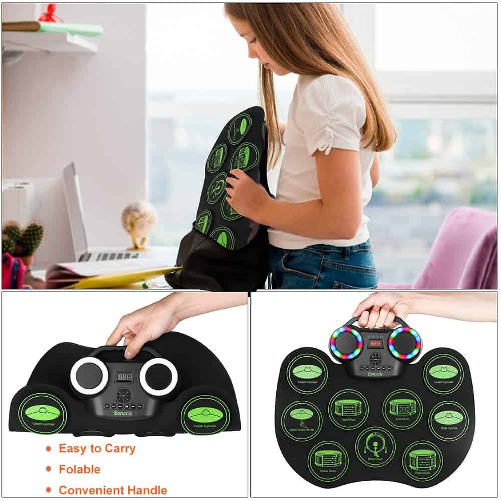 Kit de Batería Electrónica E-Drum, Bonvvie Tambor Digital - Imagen 6