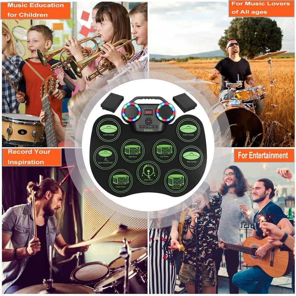 Kit de Batería Electrónica E-Drum, Bonvvie Tambor Digital - Imagen 8