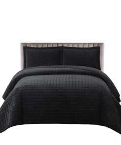 Set de Edredón Acolchado de Terciopelo Negro Royal