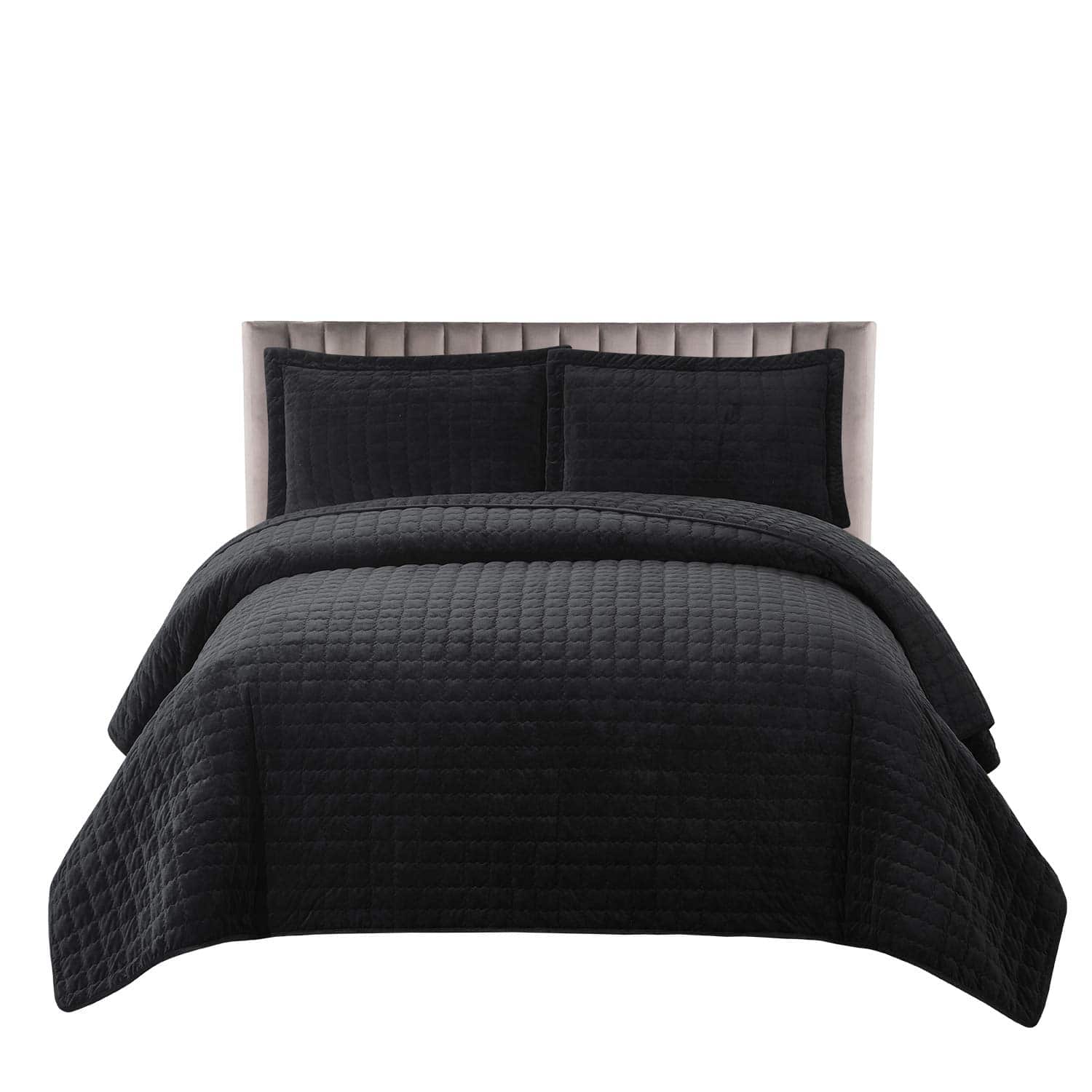 Set de Edredón Acolchado de Terciopelo Negro Royal