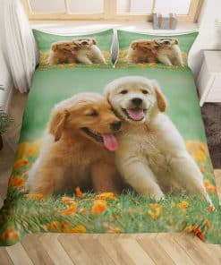 Homewish Juego de Ropa de Cama Lindo Golden Retriever para