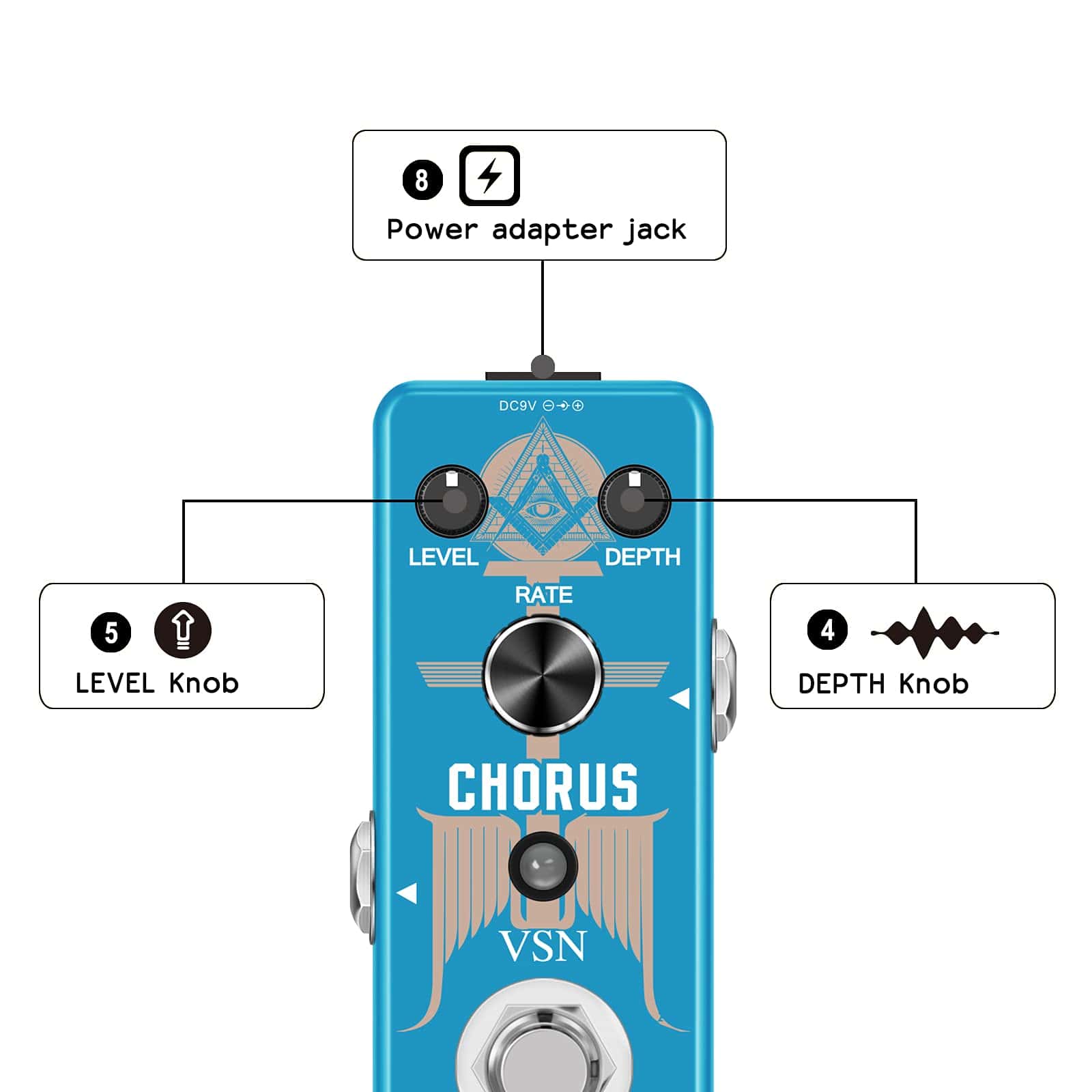 Pedal de coro VSN para guitarra, efecto analógico de coro - Imagen 3