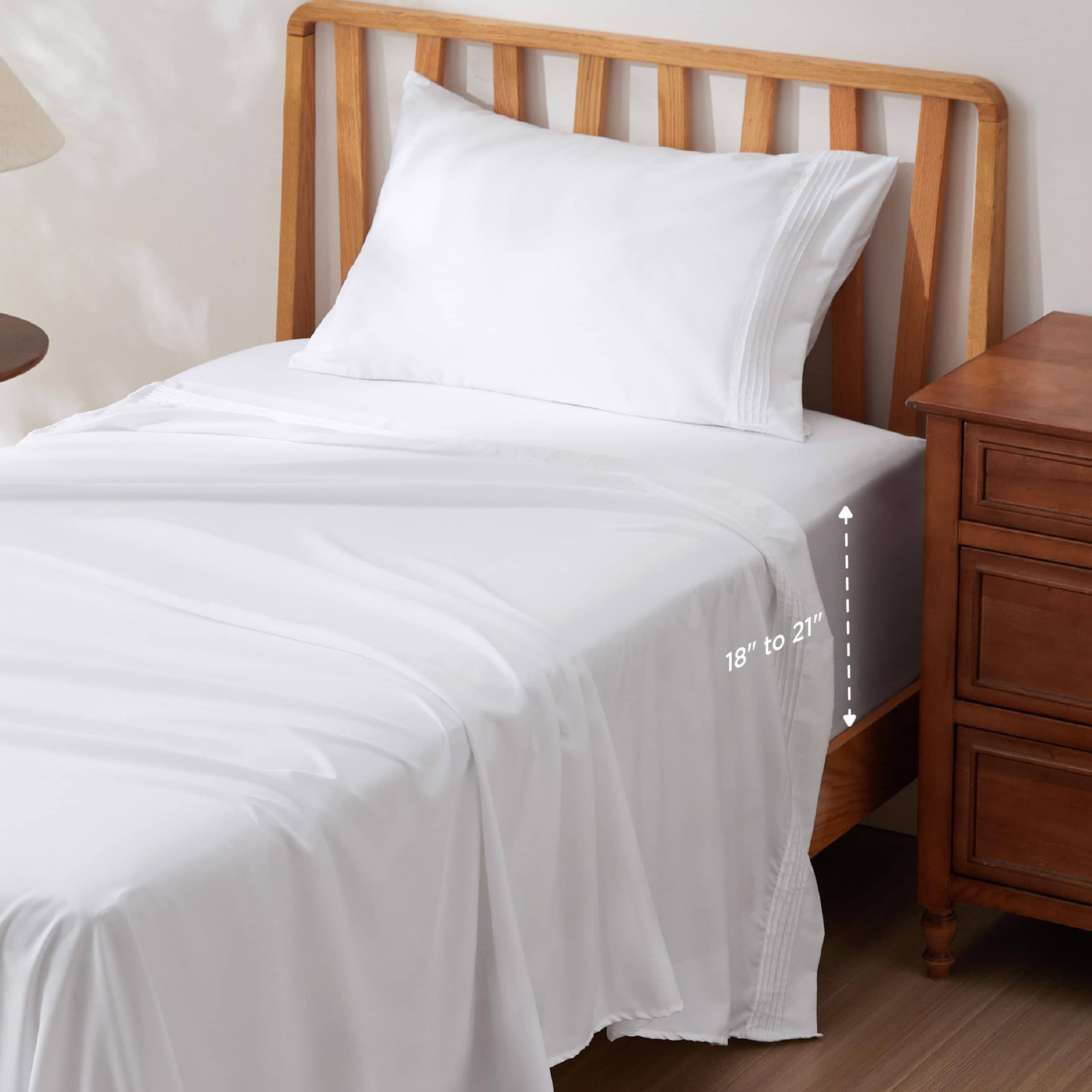 Juego de Sábanas de Bolsillo Profundo -Blanco