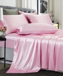 Juego de Sábanas de Satén Rosa TREELY de 6 Piezas Tamaño