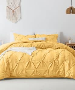 Litanika Yellow Queen Pinch Pleat Duvet Cover, Juego de