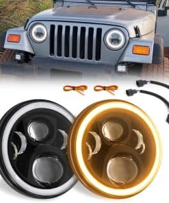 Haitzu Faro LED de 7 pulgadas con Ángel Blanco y Luces de