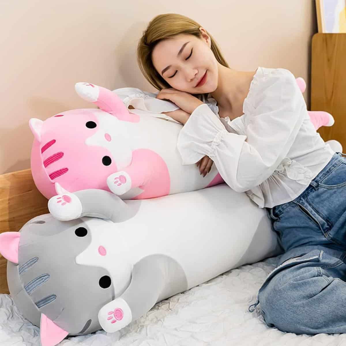 Almohada de Peluche de Gato Largo Almohada de Abrazo de - Imagen 4