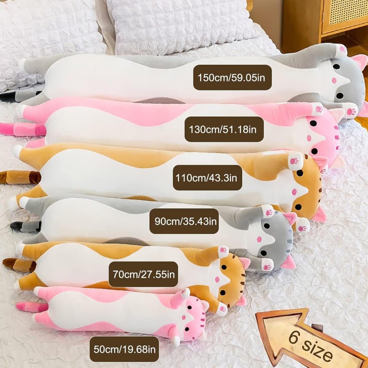 Almohada de Peluche de Gato Largo Almohada de Abrazo de - Imagen 7