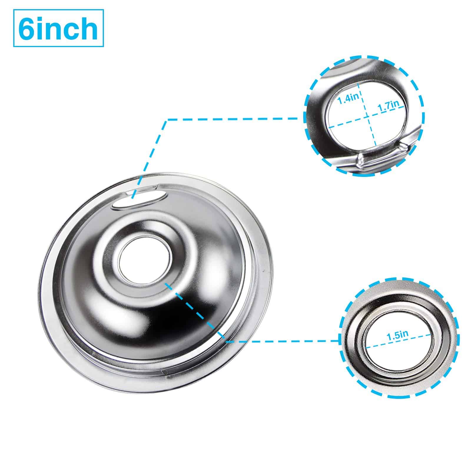 Juego de 4 tazones de goteo cromados para quemadores de la - Imagen 4