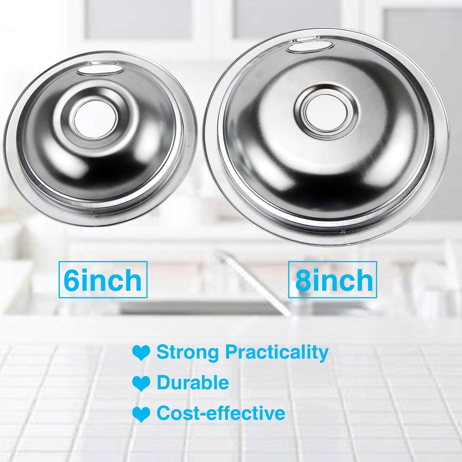 Juego de 4 tazones de goteo cromados para quemadores de la - Imagen 6