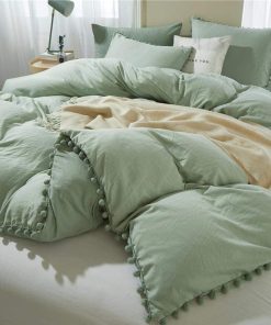 ETDIFFE Juego de Funda Nórdica Queen Size -Verde Salvia