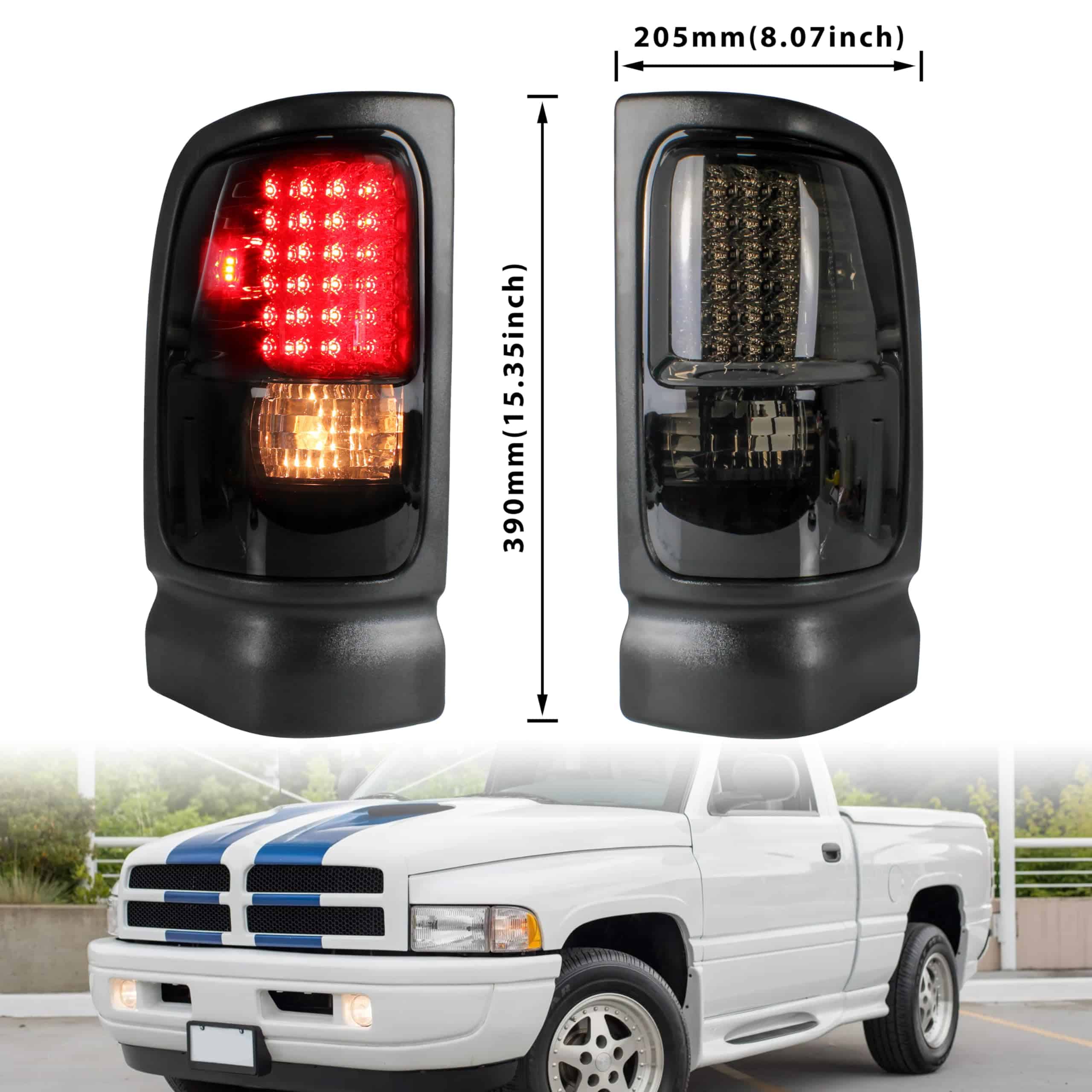 Luces traseras LED para RAM 1500 1994-2001, Luz de freno - Imagen 8