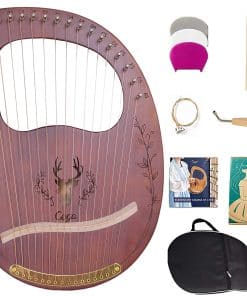 Arpa de Lira, 16 Cuerdas de Madera Sólida de Caoba con