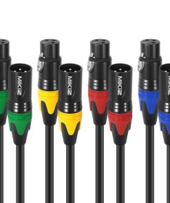Cable de Micrófono XLR MIKIZ 6 pies Paquete de 4 Cables de
