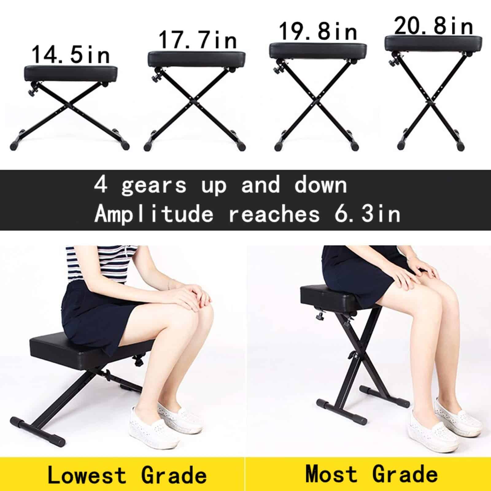 Banqueta de teclado avanzada Miwayer, Banco de piano - Imagen 7