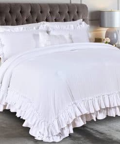 Juego de edredón blanco rizado Masaca King, ropa de cama