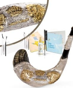 Shofar de Carnero Adornado con Baño de Plata Esterlina con
