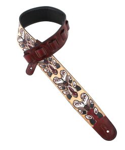 Correa de Guitarra de Cuero Rojo Sangre Premium Tallado a