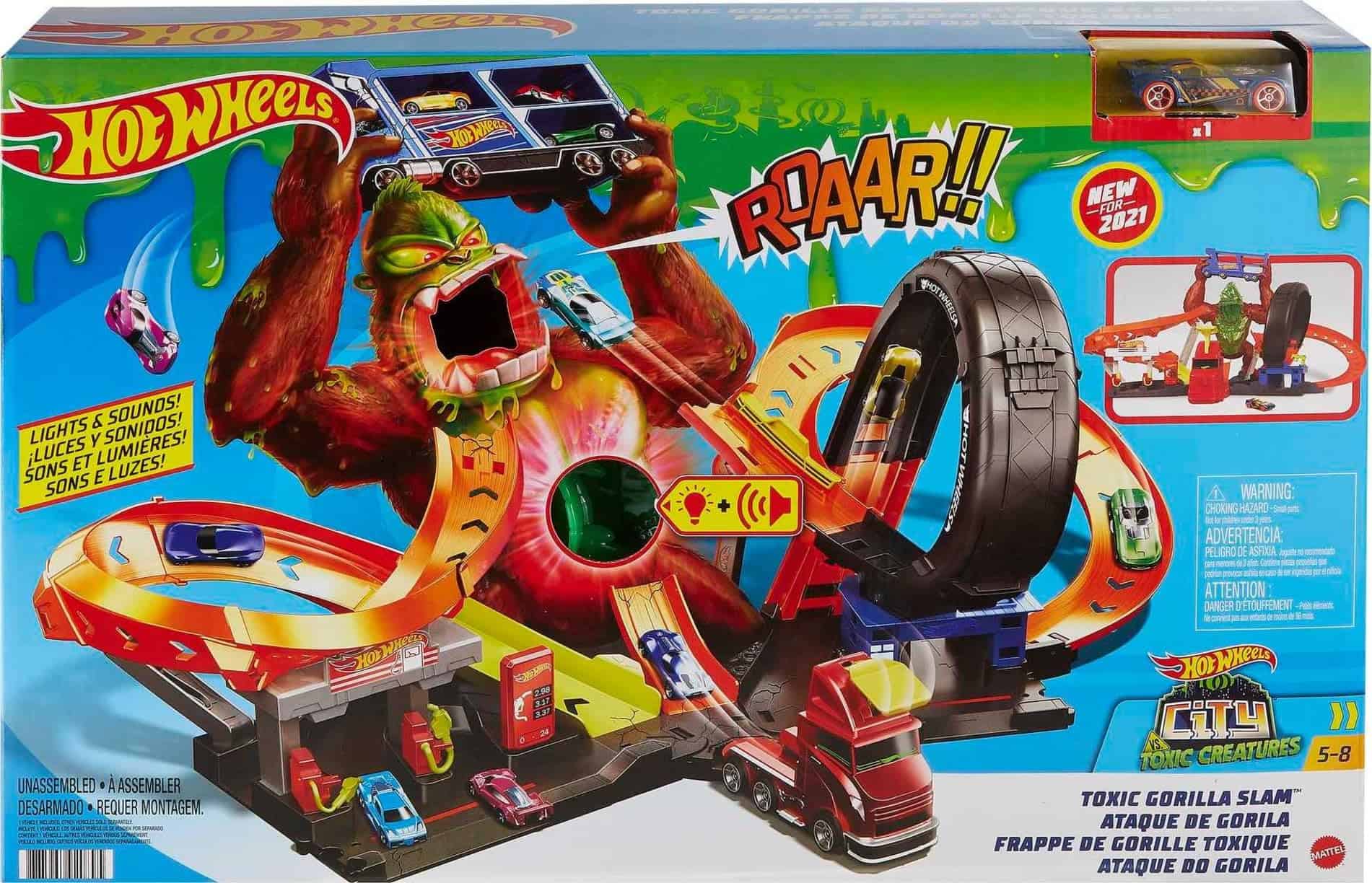 Hot Wheels City Juego de Pista de Coches, Estación de Gas y - Imagen 7