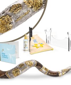 Shofar de Cuerno de Israel Plateado en Plata Santa Voz -