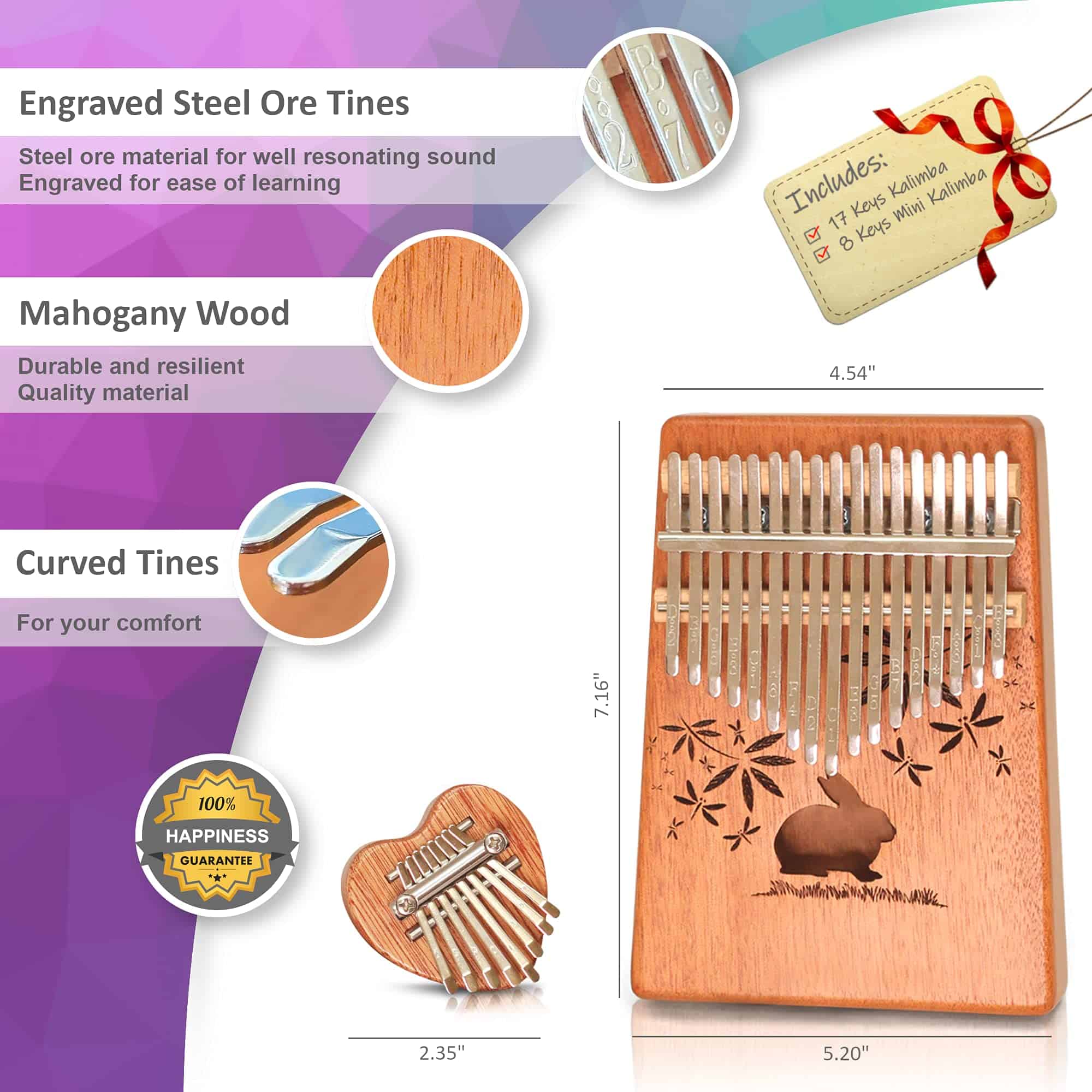 Kalimba Zoanaz 17 Teclas y Mini Kalimba 8 Teclas. Caja de - Imagen 4