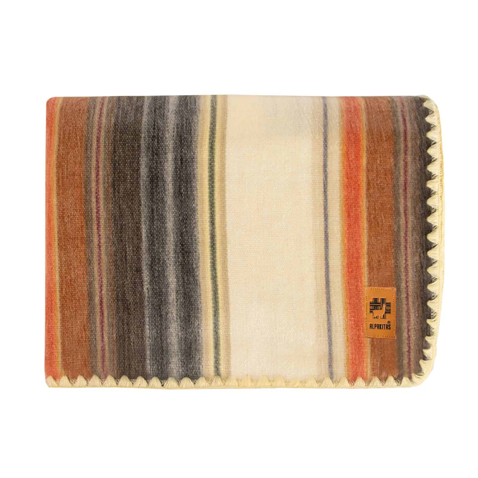 Manta de Lana de Alpaca - Manta de Cama -Café Claro