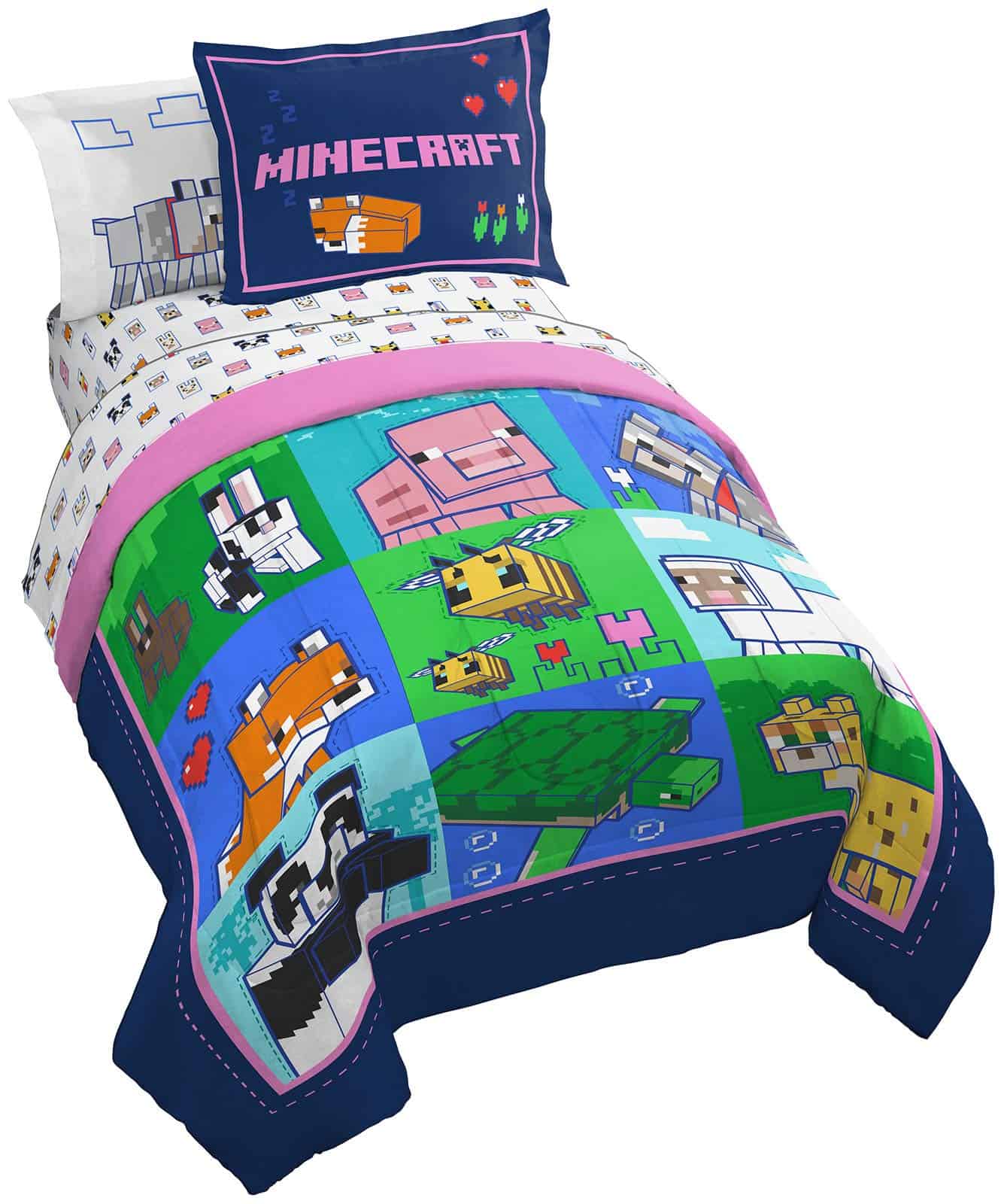 Jay Franco Minecraft Animal Patch 5 Piezas Juego de Cama