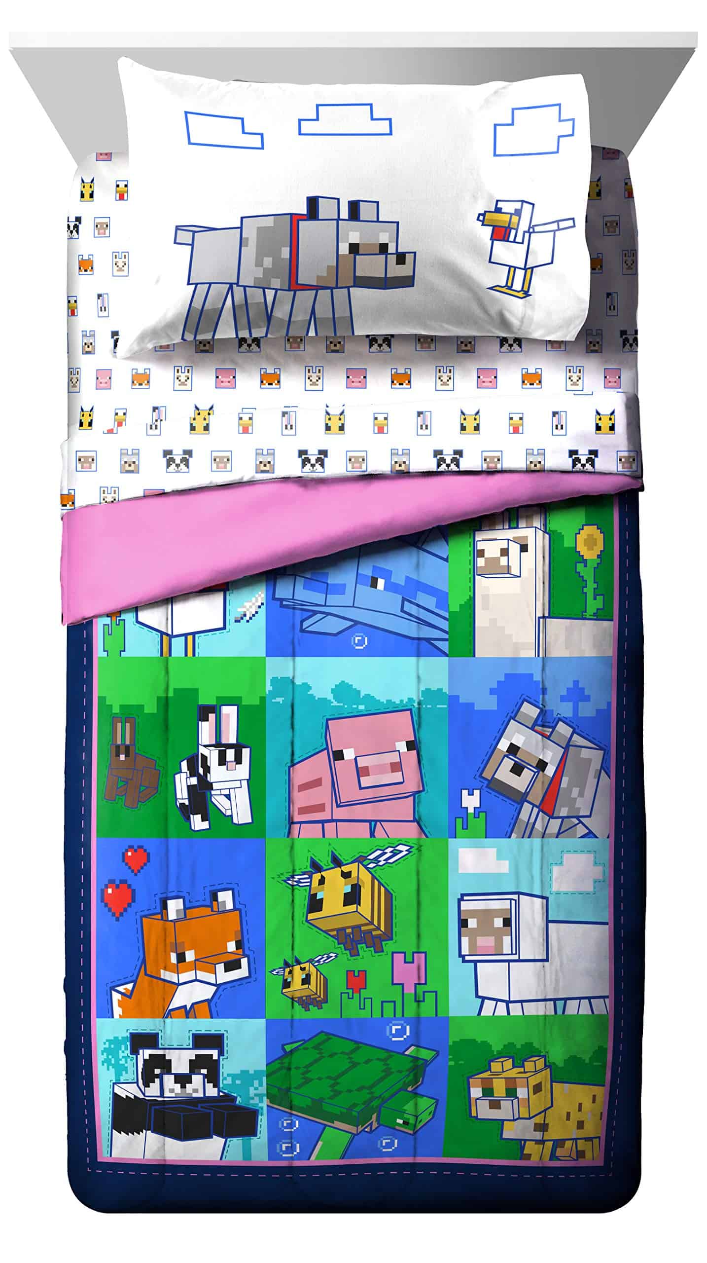 Jay Franco Minecraft Animal Patch 5 Piezas Juego de Cama - Imagen 3