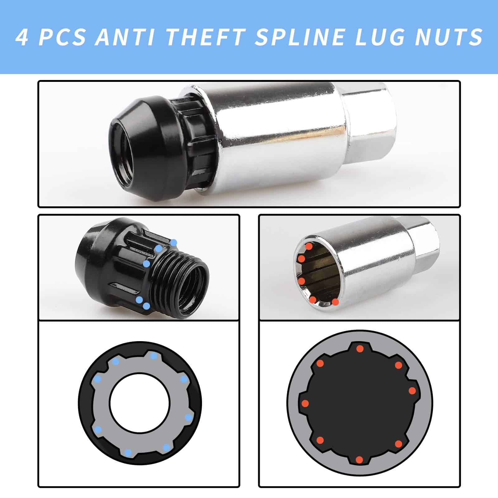 20Pcs Espigas Anti Robo Tuercas Extendidas para - Imagen 6