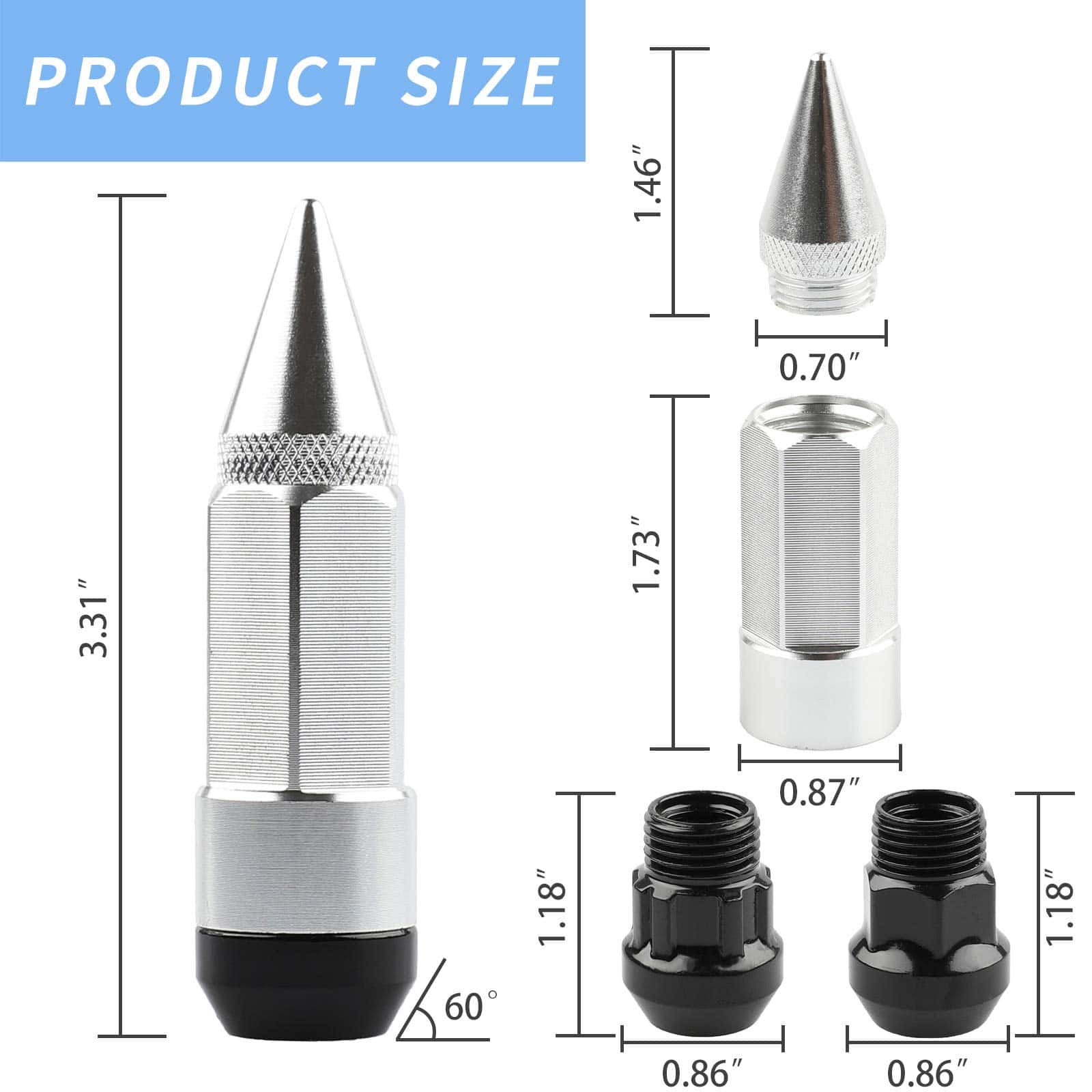 20Pcs Espigas Anti Robo Tuercas Extendidas para - Imagen 3