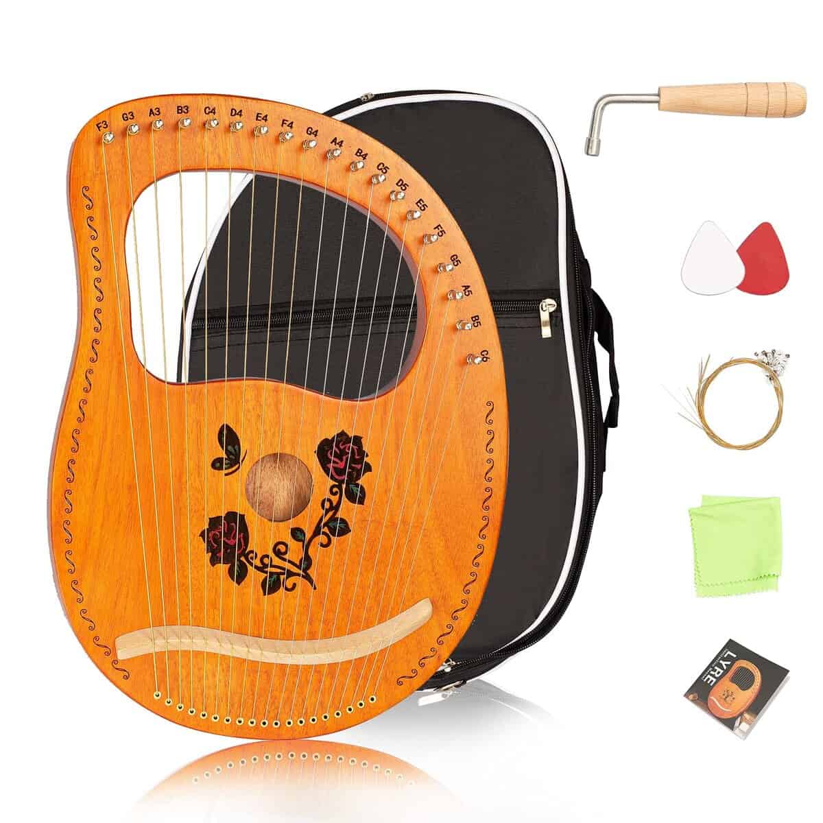 Arpa Lira Cuecutie de 19 Cuerdas en Madera de Rosa - Arpa