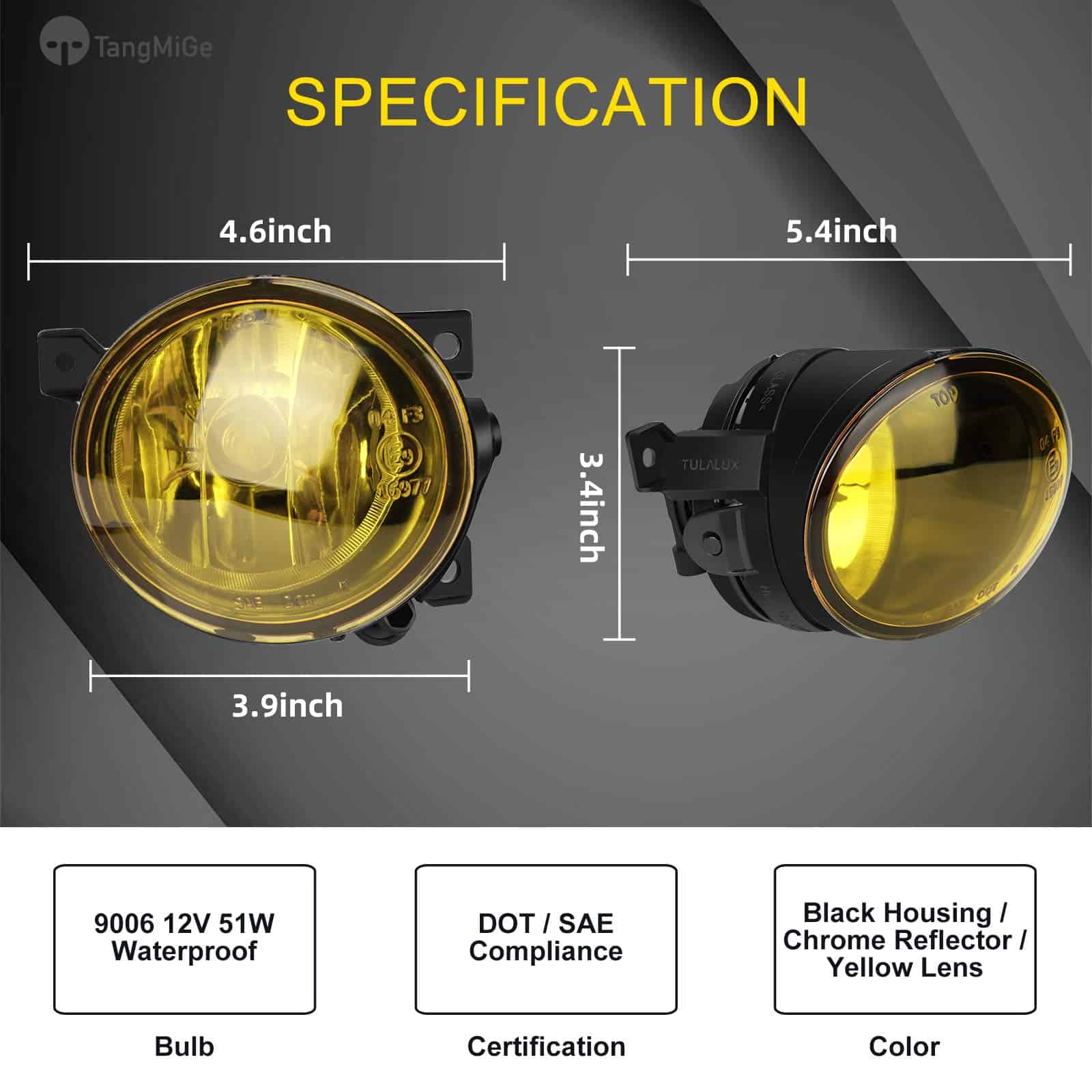 Luces antiniebla TangMiGe para Volkswagen -Amarillo - Imagen 4